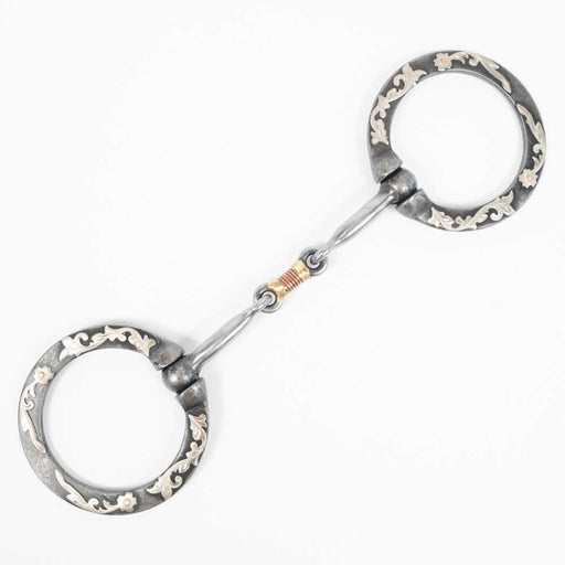 Black Steel Dog Bone Ring Bit w/Floral Trim Tack - Bits Formay