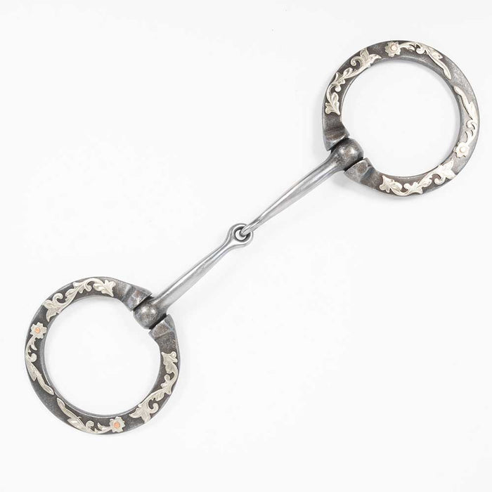 Black Steel Snaffle With Floral Trim Bit Tack - Bits Formay