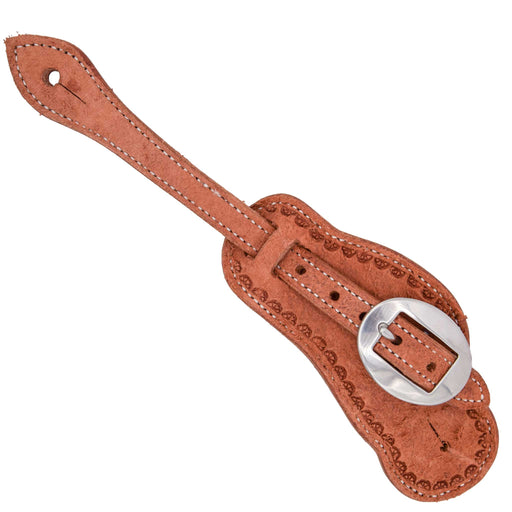 Teskey's Roughout Buckaroo Spur Straps w/Shell Border Tack - Spur Straps Teskey's