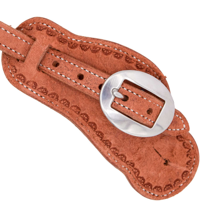 Teskey's Roughout Buckaroo Spur Straps w/Shell Border Tack - Spur Straps Teskey's