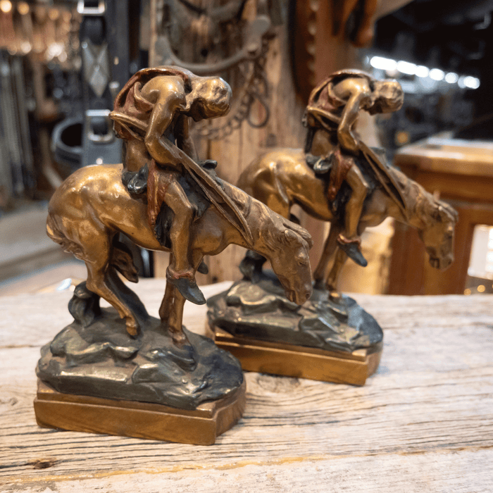 Vintage "End of Trail" Bronze Clad Bookends