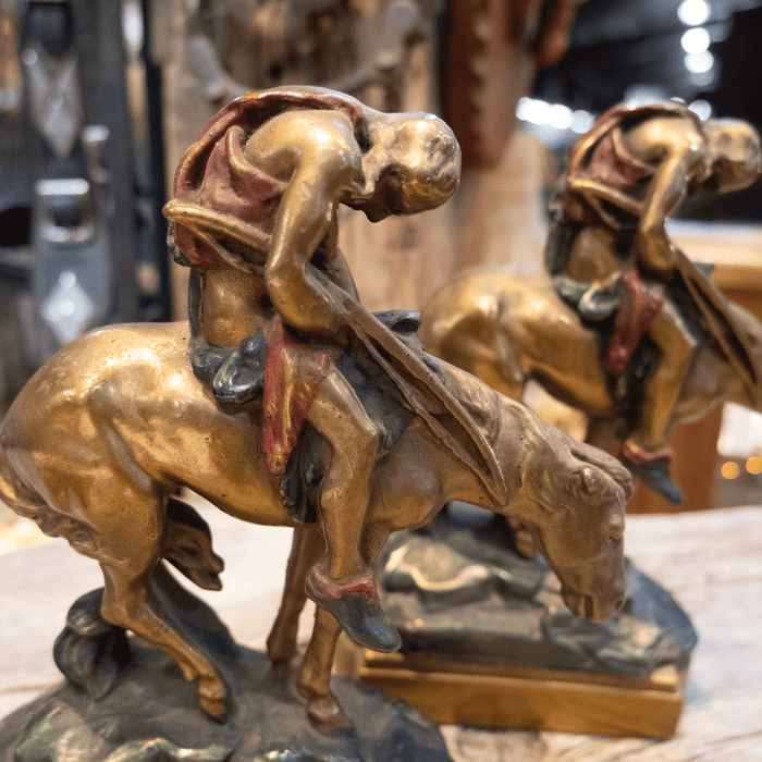 Vintage "End of Trail" Bronze Clad Bookends
