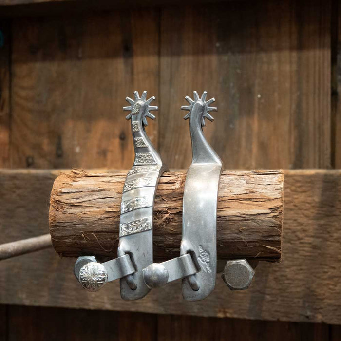Josh Ownbey Cowboy Line Silver Mounted Spurs 10 pt Rowels Tack - Spurs Josh Ownbey Cowboy Line