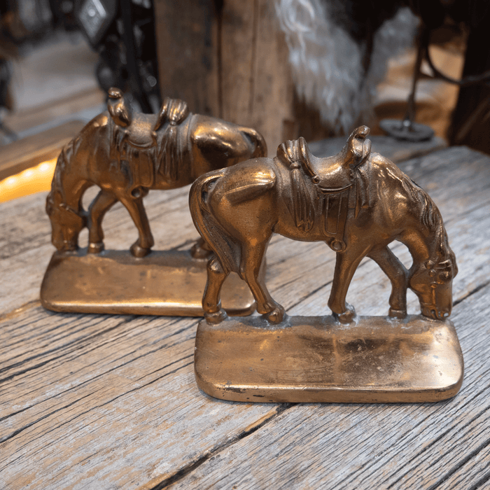 Vintage Bronze Bookends Copper Finish Horses