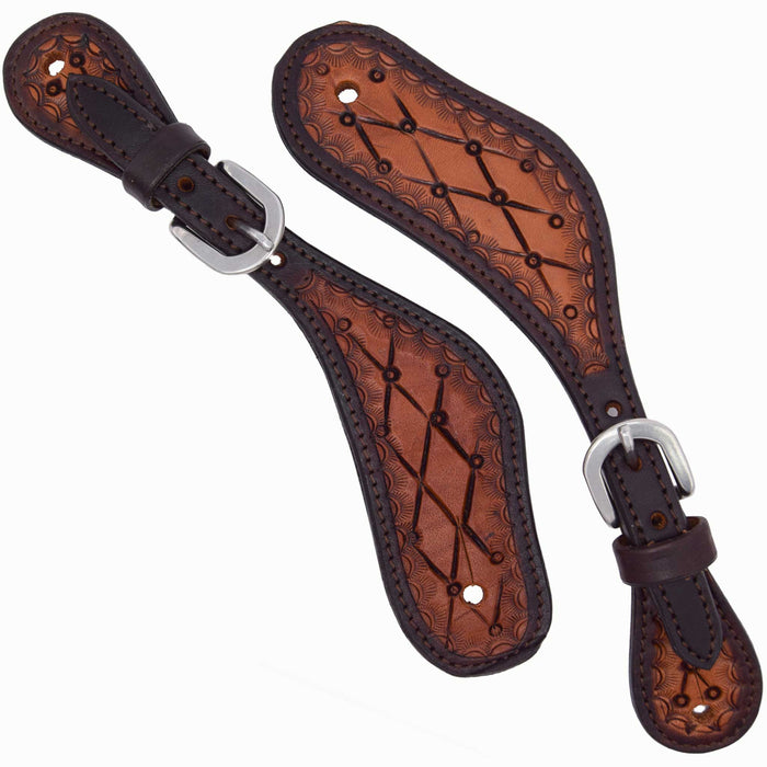 Teskey's Quilted Tooling Spur Strap Tack - Spur Straps Teskey's