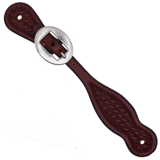 Teskey's Youth Basket Stamped Teardrop Spur Straps Tack - Spur Straps Teskey's Heavy Oil