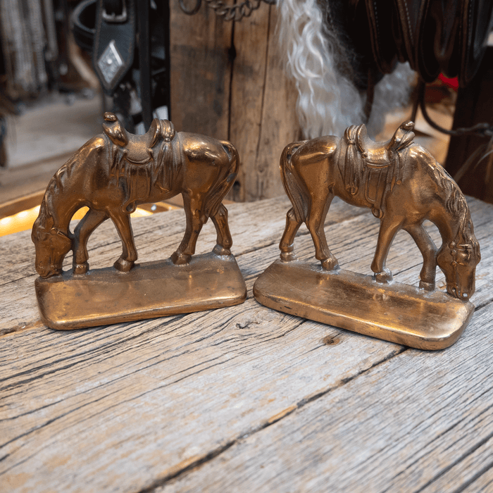 Vintage Bronze Bookends Copper Finish Horses