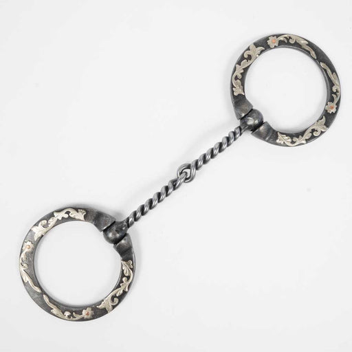 Black Steel Twist Snaffle Bit w/Floral Trim Tack - Bits Formay