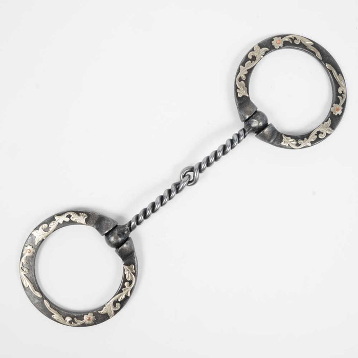 Black Steel Twist Snaffle Bit W/ Floral Trim Tack - Bits Formay