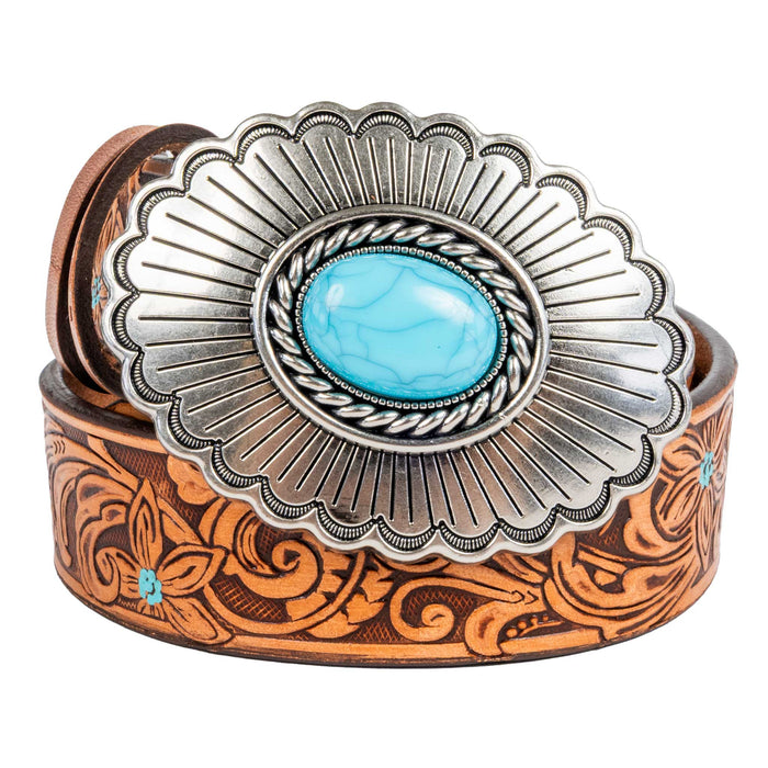 Hooey Girl's Medina Tan Floral Embossed Belt
