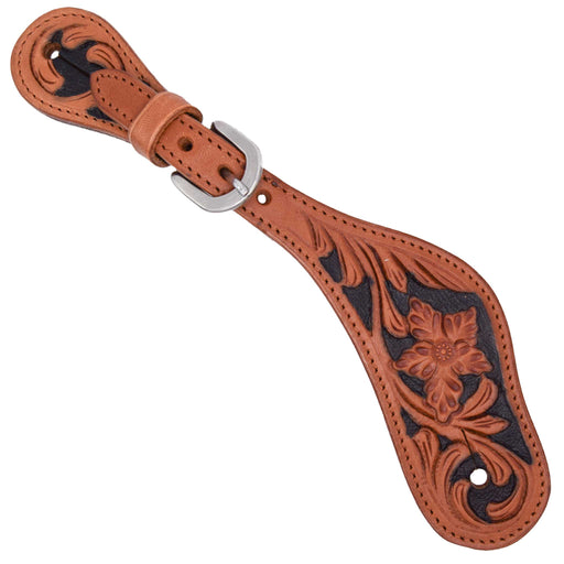 Teskey's Floral Inlay Spur Strap Tack - Spur Straps Teskey's