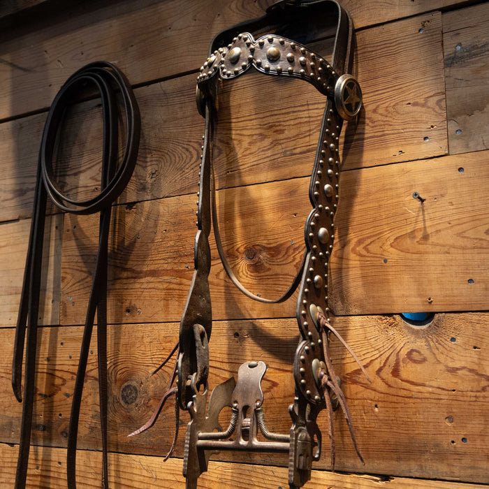 Vintage Pistol Shank Spade Bit Bridle Rig Tack - Rigs MISC
