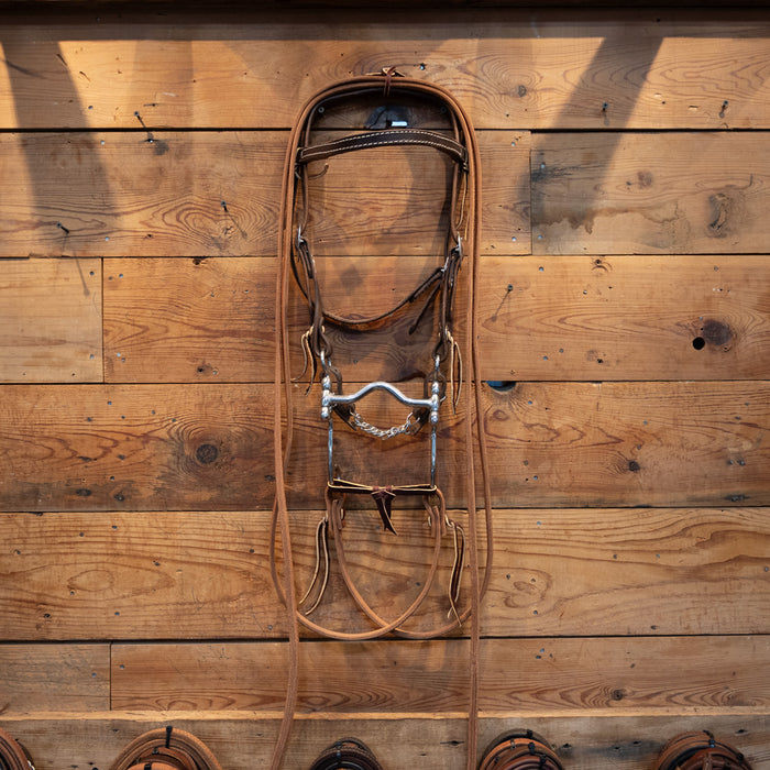 CHS Solid Port Bridle Rig Tack - Training Cow Horse Supply