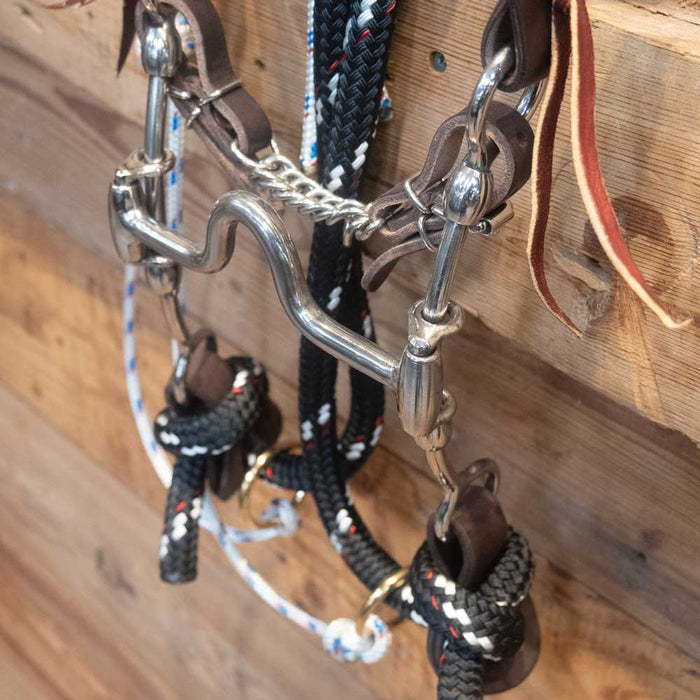 CHS Solid Port Gag w/String Martingale Tack - Training Cow Horse Supply