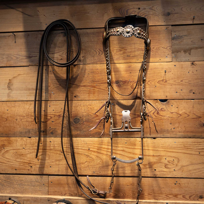 Vintage Pistol Shank Spade Bit Bridle Rig Tack - Rigs MISC