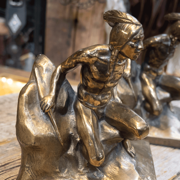 Vintage Bronze Indian Scout Bookends