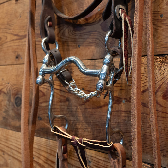 CHS Solid Port Bridle Rig Tack - Training Cow Horse Supply