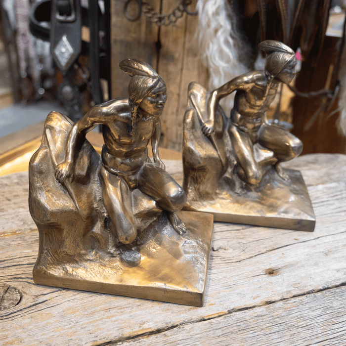 Vintage Bronze Indian Scout Bookends