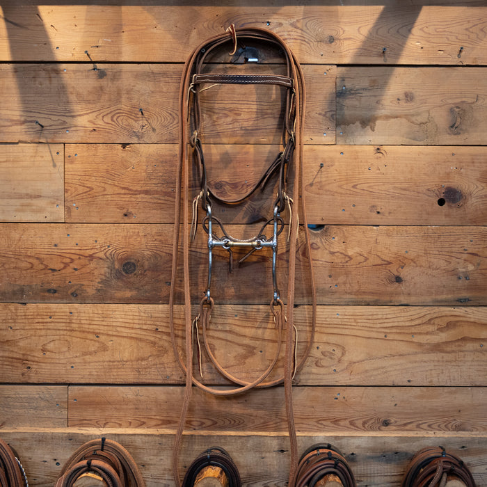 CHS Long Dog Bone Bridle Rig Tack - Training Cow Horse Supply