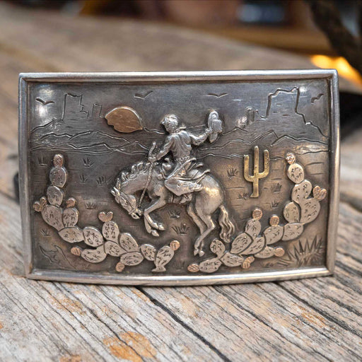 Khan Sterling Silver Bronc Buster Buckle ACCESSORIES - Additional Accessories - Buckles Ahmad Khan