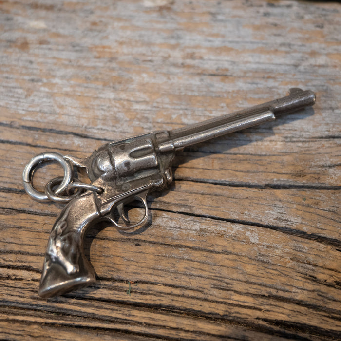 Vintage Heavy Sterling Six Shooter gun pendant 1859