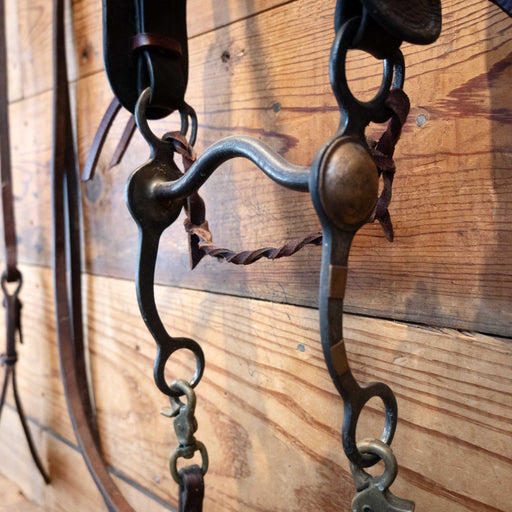 Vintage Stamped "Kelly" Copper Mounted Bit w/ Romels & Brass Heart Conchos Tack - Rigs MISC