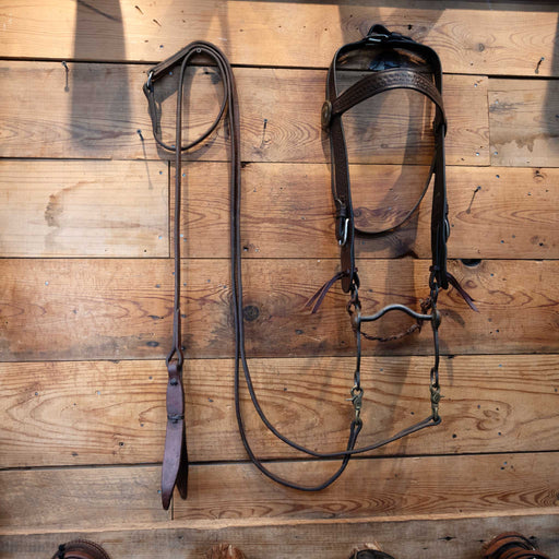 Vintage Stamped "Kelly" Copper Mounted Bit w/ Romels & Brass Heart Conchos Tack - Rigs MISC