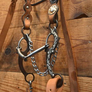 Bridle Rig - Cowperson Tack Headstall with Silver Conchos - Headstall Buckle - RIG419 Tack - Rigs Cowperson Tack   