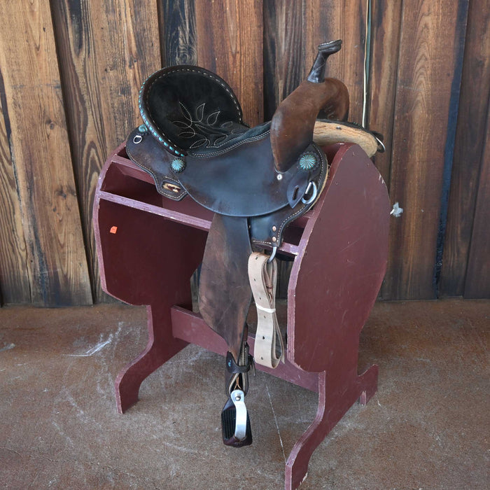 14" USED DOUBLE J FEATHERLITE BARREL SADDLE Saddles - Used DOUBLE J SADDLERY
