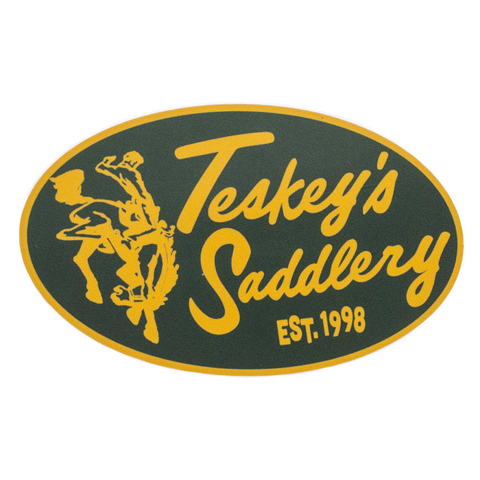 Teskey Saddlery Retro Large Oval Sticker - Green/Yellow