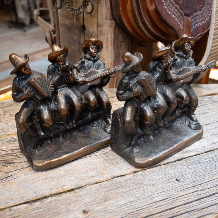 Vintage Brass Cowboy Band Singer Bookends Collectibles Dodge Inc.