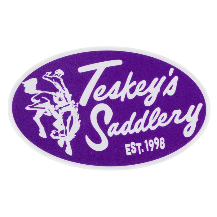 Teskey Saddlery Retro Large Oval Sticker - Purple/White