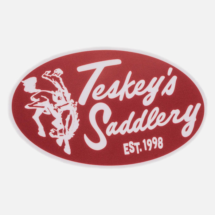 Teskey Saddlery Retro Large Oval Sticker - Red/White
