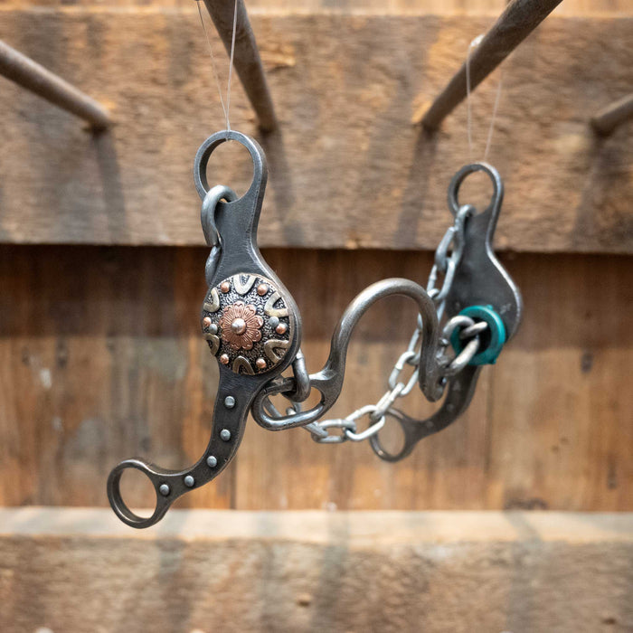 Paul Petska Ported Chain Bit w/ 1 Gold V Concho