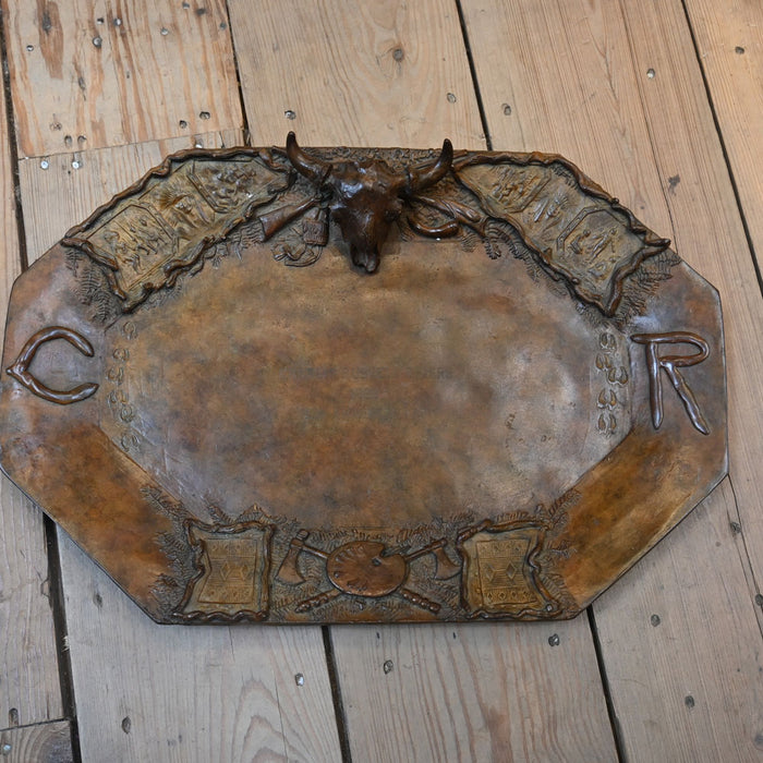 Bronze Buffalo Hunters Tray Collectibles Michael Coleman