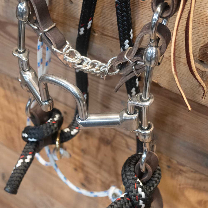 CHS Square Port Gag Bridle Rig w/Martingale Tack - Training Cow Horse Supply