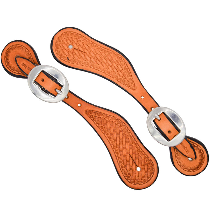 Cowperson Tack Youth Basket Stamped Spur Straps Tack - Spur Straps Cowperson Tack
