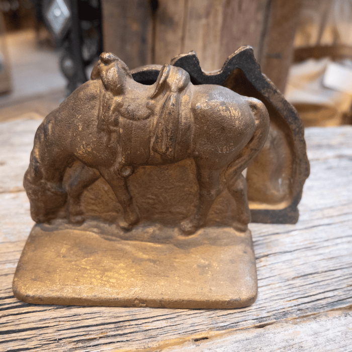 Vintage Grazing Horse Cast Iron Bookends