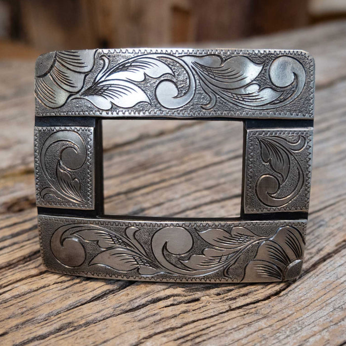 Turtle Jones Silver Engraved Keyhole Buckle