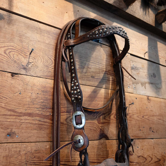 Silver Dotted Solid Port Bridle Set Tack - Rigs MISC