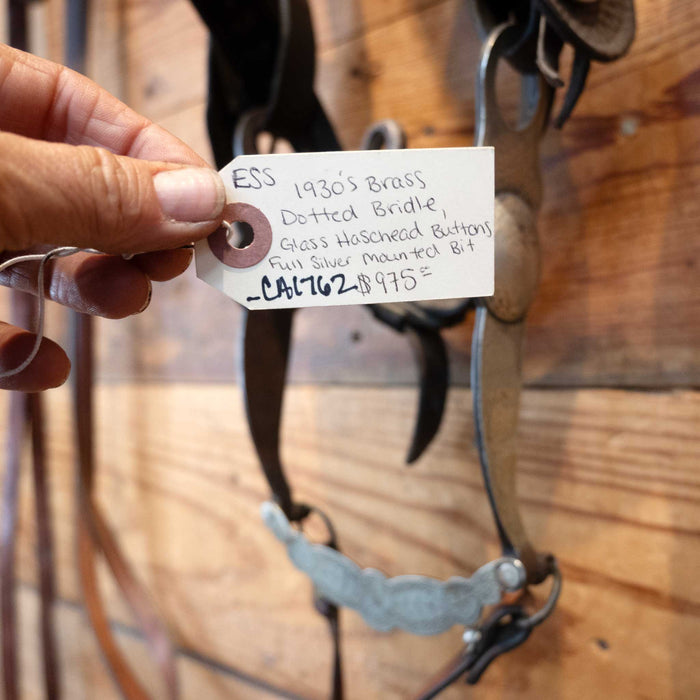 Vintage Dotted Bridle w/Cavesson & Port Bit Tack - Rigs MISC