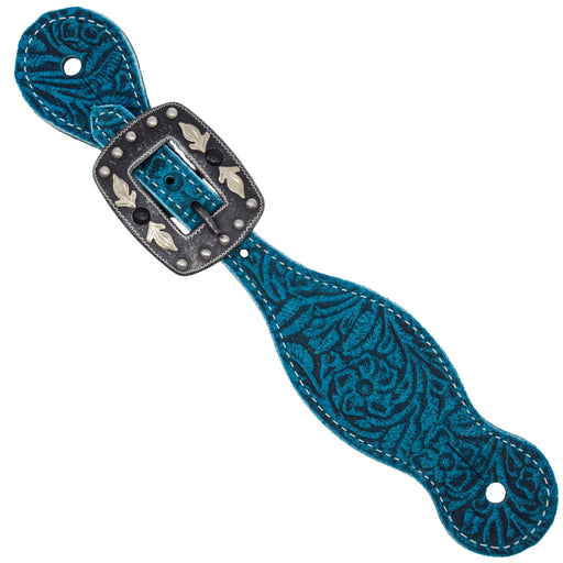 Professional's Choice Ladies Aqua Floral Spur Strap Tack - Spur Straps Professional's Choice