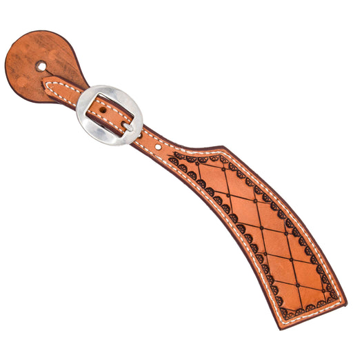 Teskey's Diamond Spur Strap w/Shell Border Tack - Spur Straps Teskey's