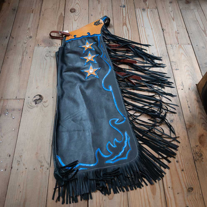 Beagley Blue & Black Adult Rodeo Chaps Tack - Chaps & Chinks Jerry Beagley