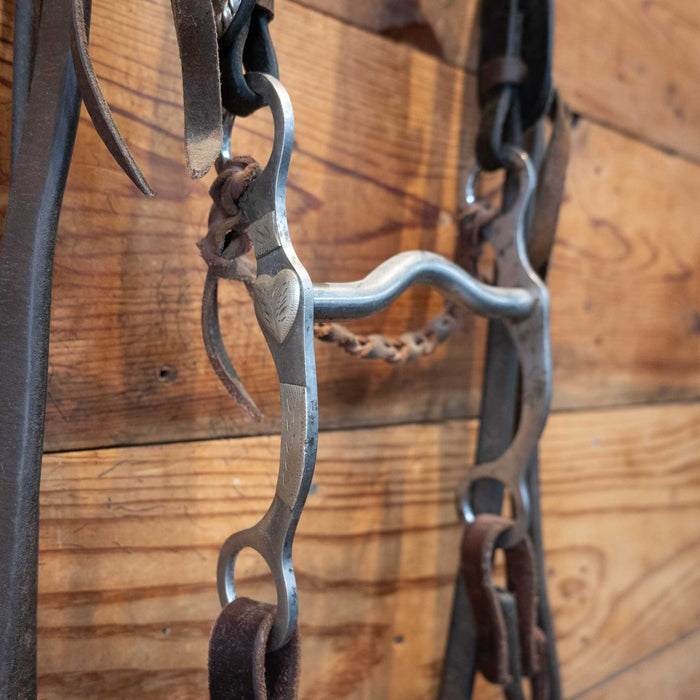 Vintage 1920s Tooled Headstall with Silver & Gold Conchos & a Candys Crockett Bit Collectibles Crockett