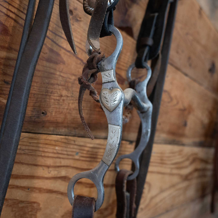 Vintage 1920s Tooled Headstall with Silver & Gold Conchos & a Candys Crockett Bit Collectibles Crockett