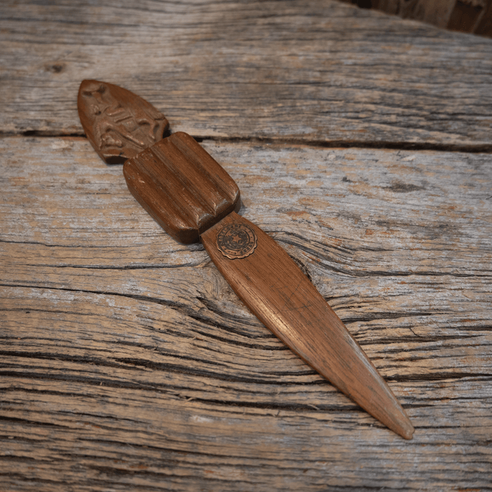 Solid Walnut Buck Cowboy State Seal of Texas Lettler Opener 1918