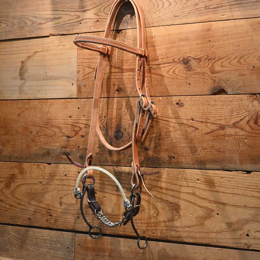 CHS Brett Davis Rope Nose Side Pull Tack - Training Cow Horse Supply