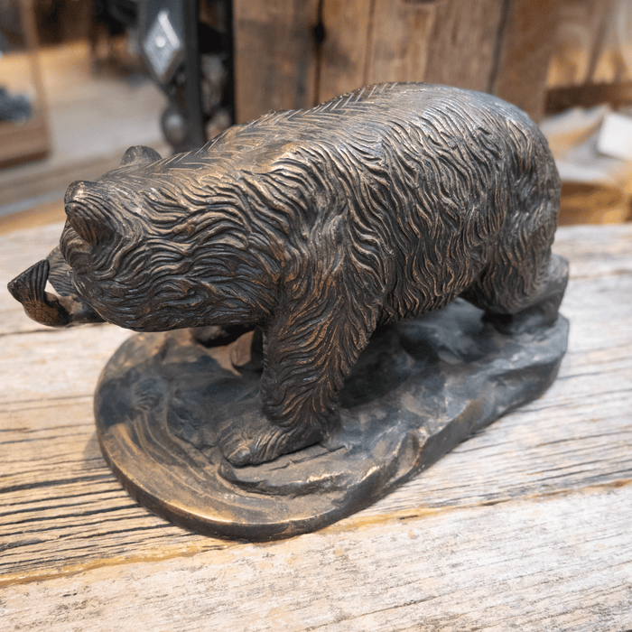 Vintage Cast Bear & Cub catching salmon