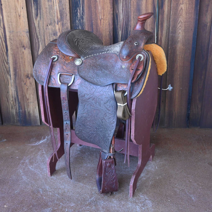 14" USED HARLAN WEBB ROPING SADDLE Saddles - Used Harlen Webb